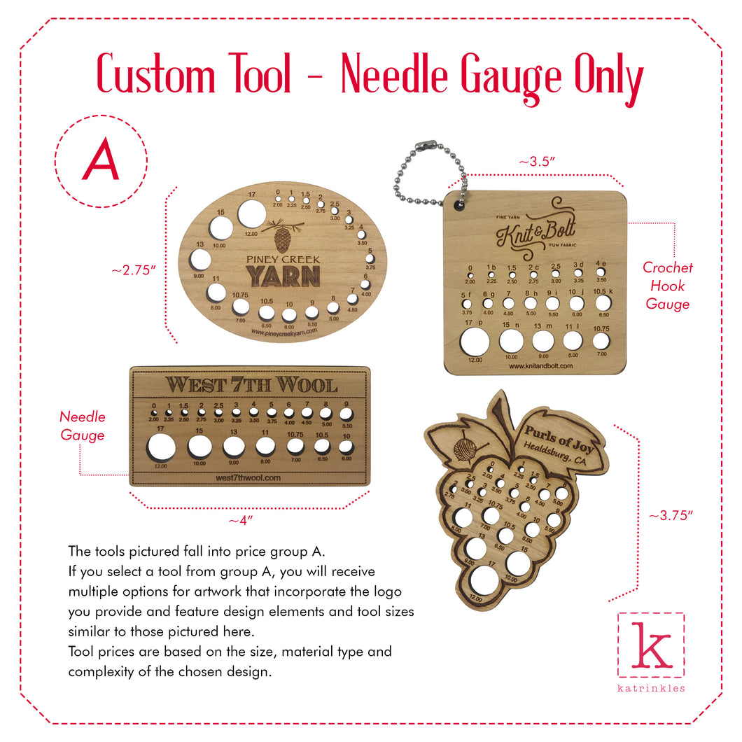 Needle Gauge or Wraps Per Inch Tool - Custom - Wood