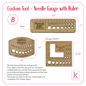 Needle Gauge or Wraps Per Inch Tool - Custom - Wood