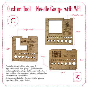 Needle Gauge or Wraps Per Inch Tool - Custom - Wood