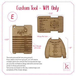 Needle Gauge or Wraps Per Inch Tool - Custom - Wood