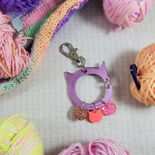 Cat Stitch Marker Holder Bag Charm - Lavender Mirror Acrylic