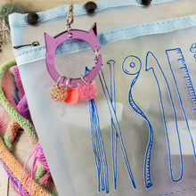 Cat Stitch Marker Holder Bag Charm - Lavender Mirror Acrylic