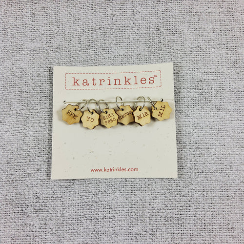 Increase / Decrease Stitch Marker Set - Wood