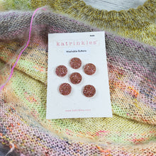 Rose Gold Glitter Acrylic Buttons - Card of 6