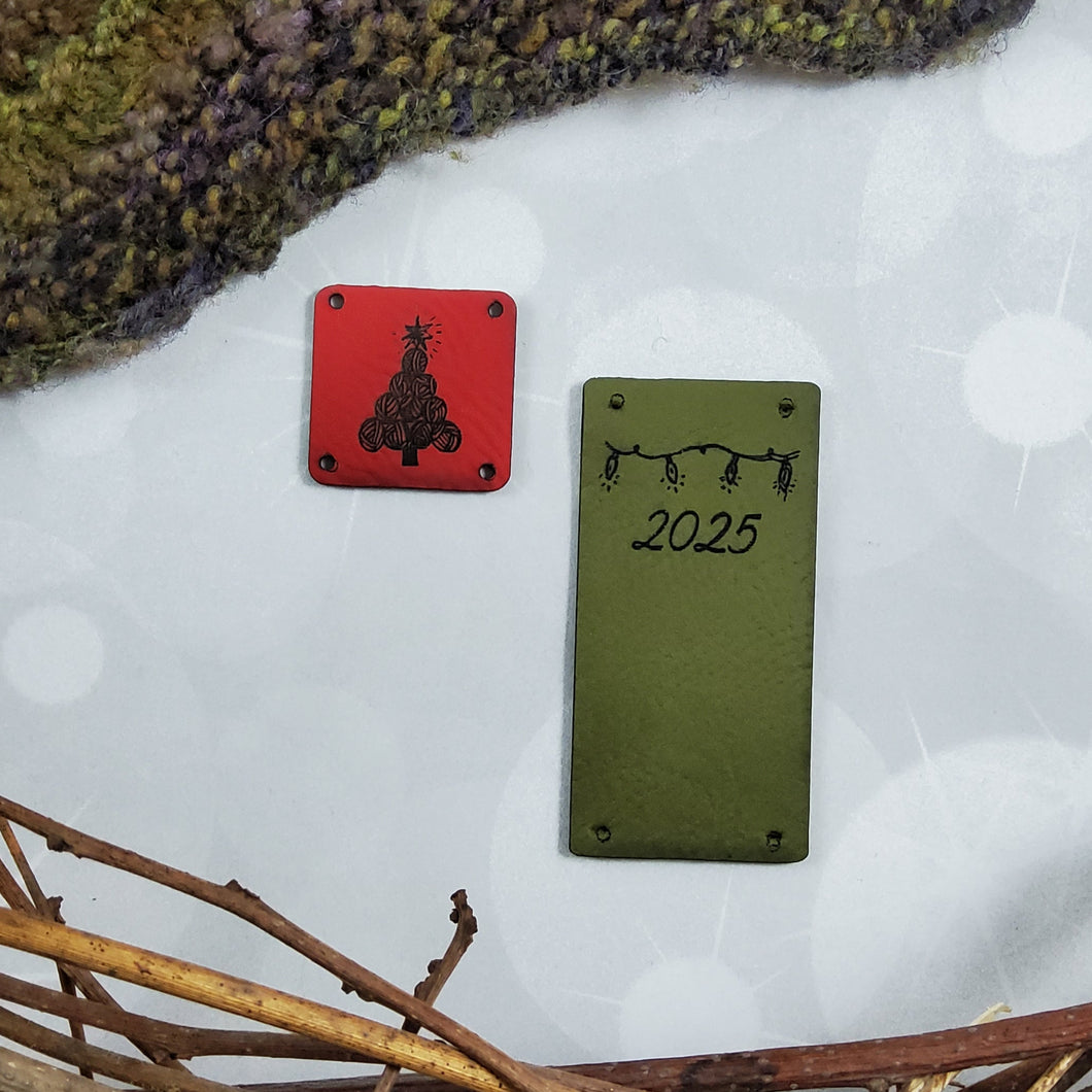 Festive Vegan Leather Tags