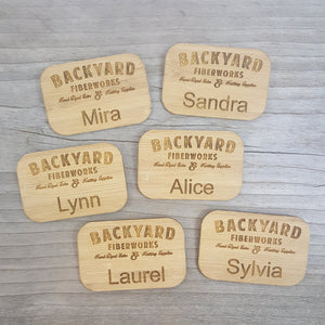 Shop Logo Name Tag - Wood