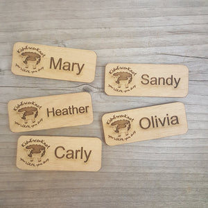 Shop Logo Name Tag - Wood