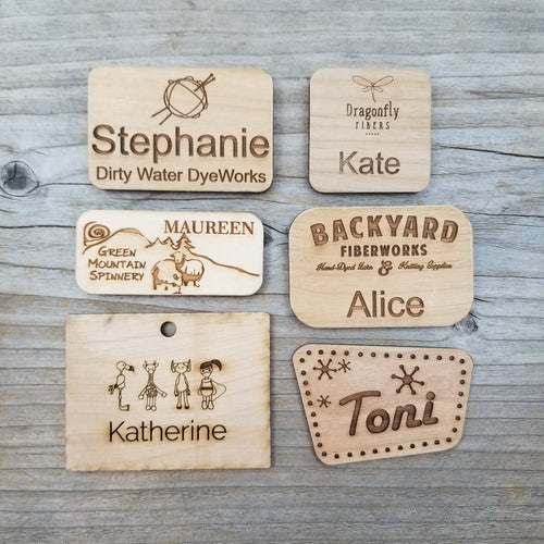 Shop Logo Name Tag - Wood