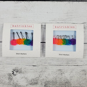 Cast On Counting Numbers Stitch Marker Set - Rainbow Acrylic or Wood