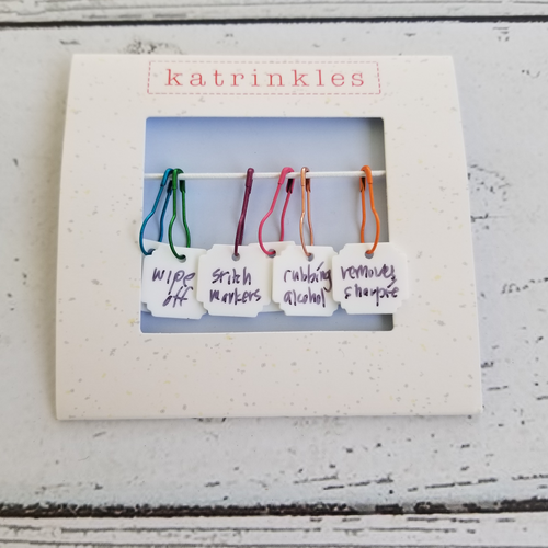 Write On / Wipe Off White Stitch Marker Set on Assorted Color Pins - Acrylic