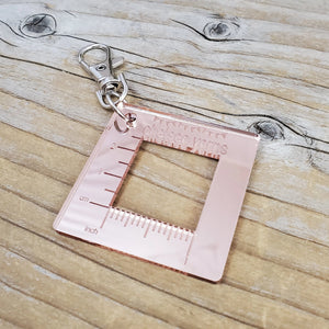 1" Gauge Swatch Ruler Fob Clip - Branded - Acrylic