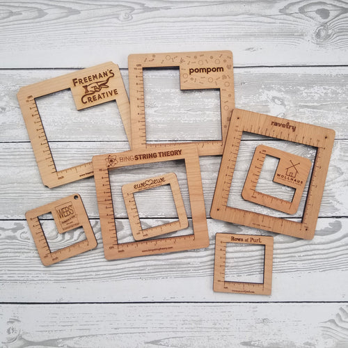 Gauge Swatch Ruler - Branded - Wood
