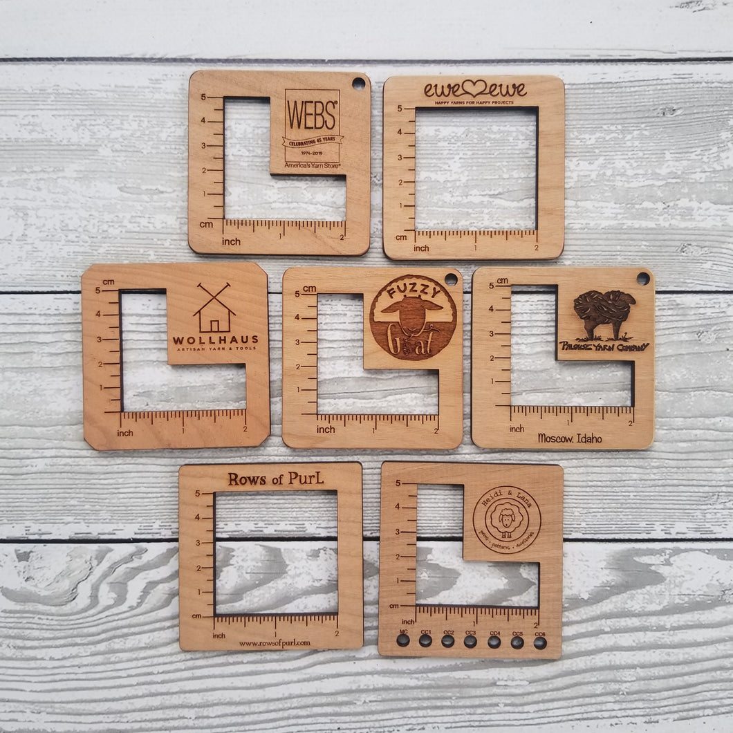 Gauge Swatch Ruler - Branded - Wood