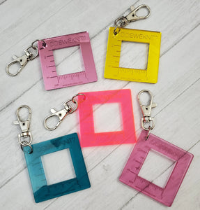 1" Gauge Swatch Ruler Fob Clip - Branded - Acrylic
