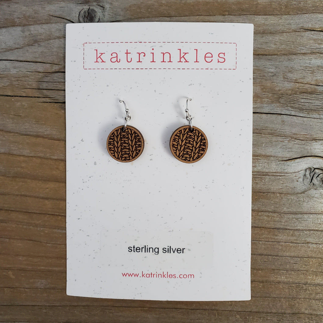 Knit Earrings - Wood