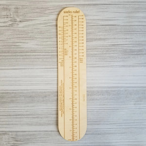Socks Rule! - Ruler for Measuring Socks - Adult & Kid Sizes Available - Wood