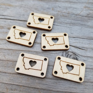 State Heart Tags - Wood