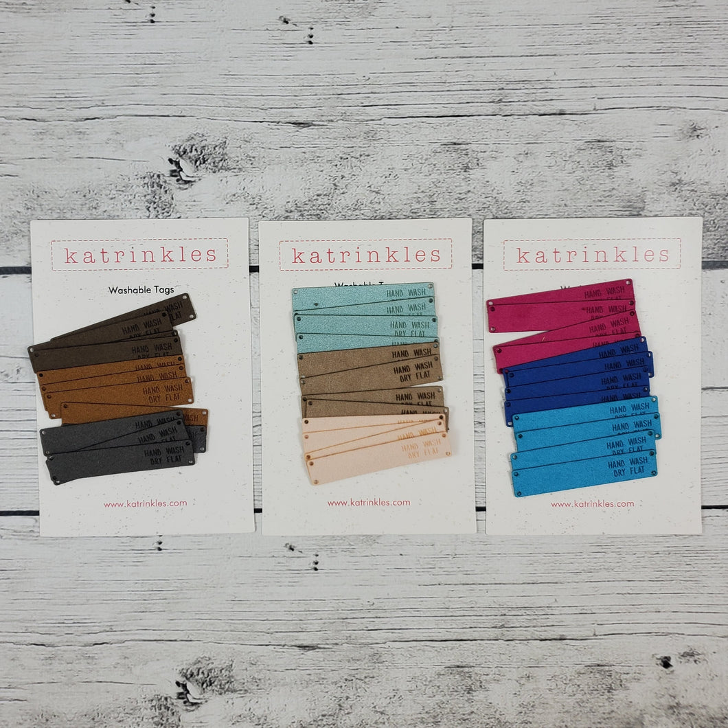 Foldover Wash Tags - Faux Suede
