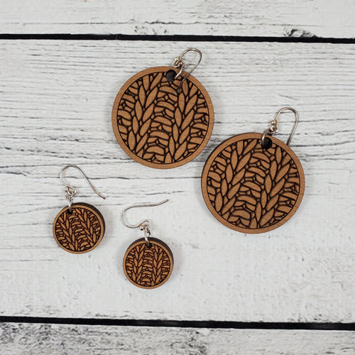 Knit Earrings - Wood