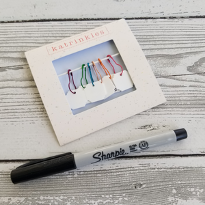 Write On / Wipe Off White Stitch Marker Set on Assorted Color Pins - Acrylic